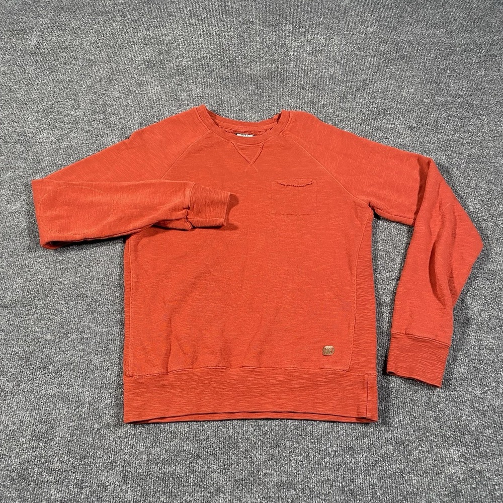 40WEFT Sweatshirt Shirt Top Large Red Cotton Distressed Pocket Mens S Elbow Pads - Picture 3 of 8